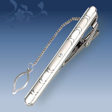 Pinces à cravate en argent de haute qualité hommes avec chaîne barrettes de mariage métal pour hommes accessoires - Product Image 3