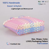 Panier de rangement en plastique PP tissé à la main certifié GRS, écologique, recyclé, multifonctionnel, coloré, carré, sac de plage, sac de courses