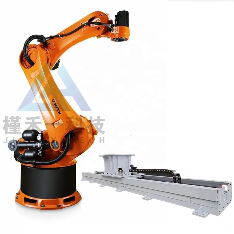 Kuka palletizing cánh tay robot công nghiệp KR 470-2 PA palletizing robot với tuyến tính theo dõi đường sắt hướng dẫn cho nhà máy như máy Pallet