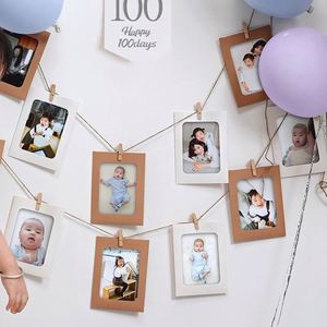 Wholesale Family <b>Picture</b> Paper <b>Picture</b> <b>Frames</b> DIY Cardboard Wall Hanging Display Photo <b>Frames</b> With Clip Hemp Rope - Product Image 1