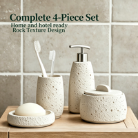 Ensemble de salle de bain moderne à texture terrazzo, 4 pièces, distributeur de savon en résine, pot de rangement, décoration minimaliste moderne pour la maison