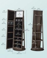 Armoire à Bijoux Pivotante Moderne en Bois P2 avec Miroir Pleine Longueur et Lumières LED, Étagères de Rangement Verrouillables à 360 Degrés