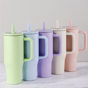 40oz Insulated Stainless Steel Travel Mug Double Wall Coffee Tumbler <b>With</b> Handle Leak Proof Flip <b>Straw</b> Cup For Outdoor Home Offi - Product Image 5