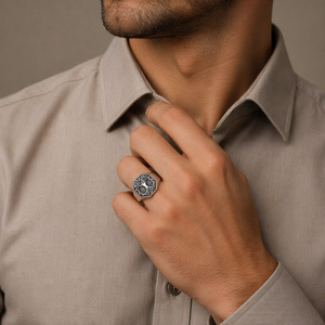 Engraved Unique Compass Tree Lion Dragon Goat Head Skull Stainless Steel Signet Rings for <strong>Men</strong> Custom - Product Image 6
