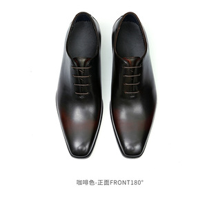 Chaussures habillées noires en cuir véritable à bout pointu et lacets, avec surpiqûres bleues et semelle extérieure en caoutchouc, pour le dropshipping - Product Image 4