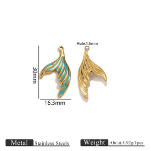 Dijes Personalizados Impermeables al por Mayor, Chapados en Oro de 14k y 18k, de Acero Inoxidable 316L, con Diseño de Cola de Ballena y Pez Esmaltada, para Fabricación de Joyas - Product Image 6