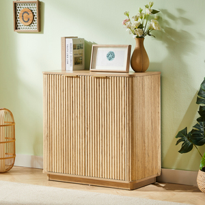 Buffet de rangement en chêne 31,5'' L x 15,75'' P, design ondulé incurvé, pour chambre, salon, couloir - Product Image 6
