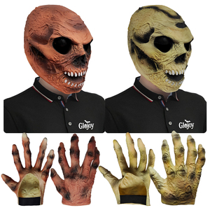 <span class=keywords><strong>Masque</strong></span> de crâne effrayant en latex pour Halloween avec gants, costume de démon visage de fantôme pour <span class=keywords><strong>maison</strong></span> hantée, escape room, fête, cosplay, personnalisable - Product Image 3