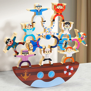 COMMIKI Balance Blocs <span class=keywords><strong>de</strong></span> Construction Enfants Balance Jouet En Bois <span class=keywords><strong>Bateau</strong></span> <span class=keywords><strong>Pirate</strong></span> En Bois Balance Jouet - Product Image 2