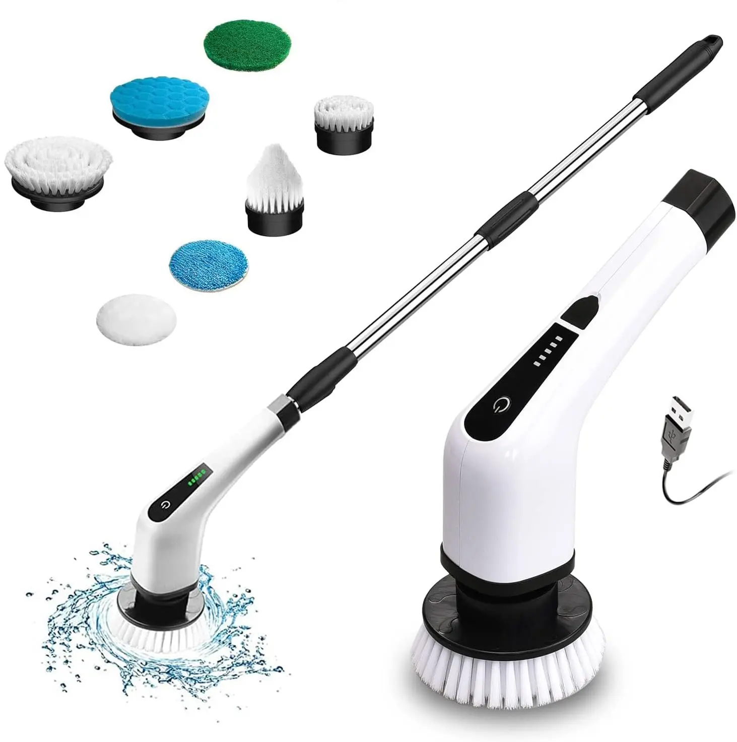 Spin Scrubber elétrico, escova de limpeza sem fio com 7 substituíveis Broca Escova Cabeças, Banheira e Pavimento Tile 360 Poder Scrubber Mop