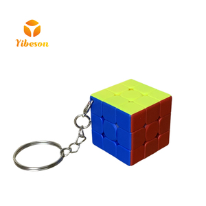<span class=keywords><strong>Cubo</strong></span> Mágico Mini <span class=keywords><strong>3x3</strong></span> de 3cm, Color Sólido, Sin Adhesivos, Económico, para Regalo de Fiesta Educativa para Niños, con Llavero - Product Image 1