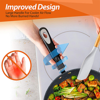 Ensemble de casseroles classiques en métal noir et gris antiadhésives avec couvercle en verre, poêle à frire compatible induction, écologique, vente en gros