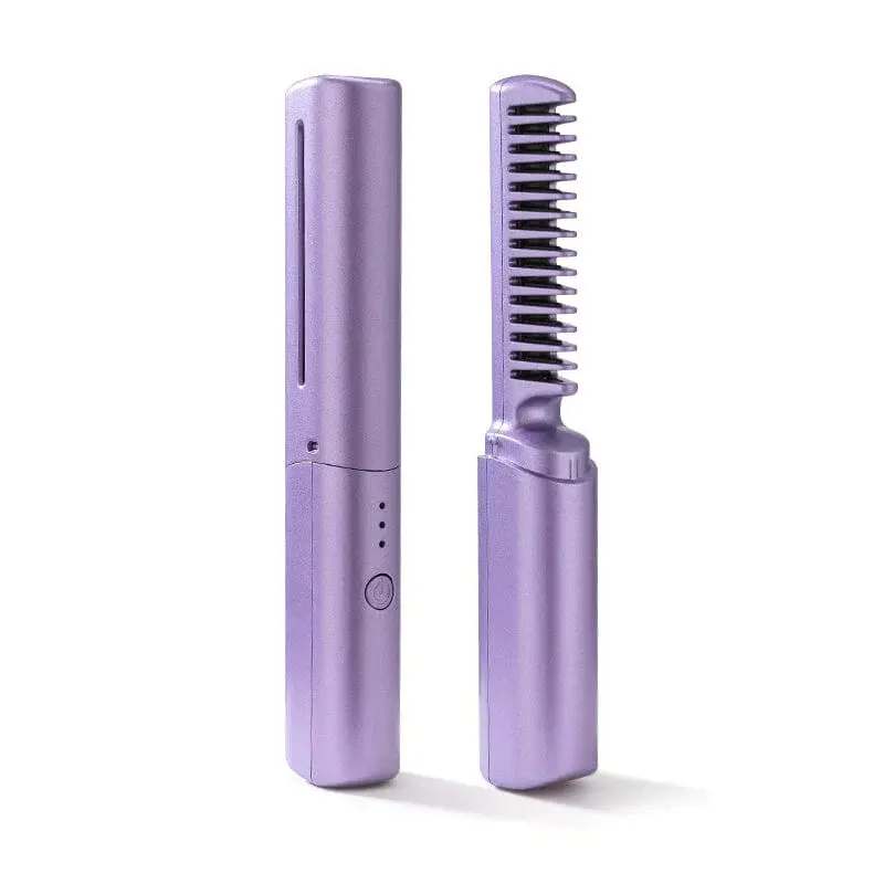 New Design Light Weight Travel 4000mAh Rechargeable Hot Comb Wireless Portable Mini Hair Straightener Brush