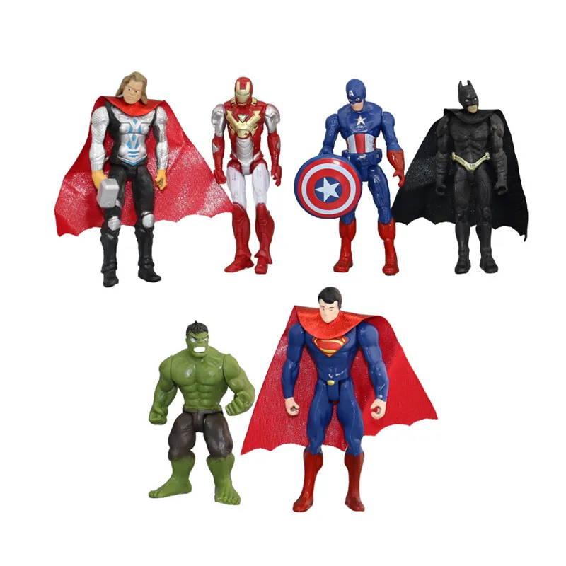 Hot sale 6pcs marve1 the avenge 10cm superheroes mini action figures set kid's toys promotional model toys
