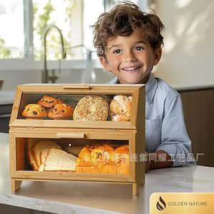 Caja de Pan de Bambú Tongyao con Tapa Enrollable de Madera, Almacenamiento de Alimentos para Encimera de Cocina, Diseño Moderno y Simple - Product Image 4