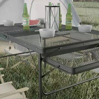 Table d'appoint pliante multifonctionnelle pour l'extérieur en maille de fer, grande étagère de rangement pour le camping, les loisirs, réglable en alliage d'aluminium, moderne