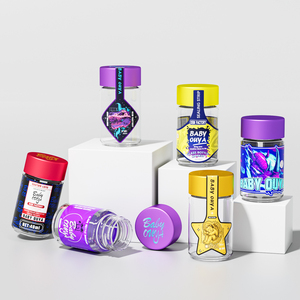 Bottiglie di Vetro a Prova di Odore per Bambini con Logo Personalizzato, Confezione da 5, Imballaggio Resistente ai Bambini, Barattoli per Fiori da 2,5g - Product Image 1