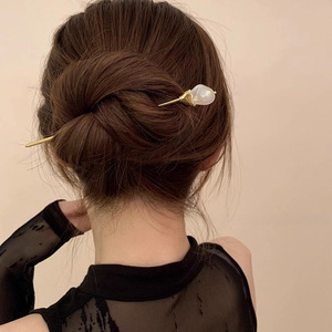Sucette forme décorative épingle à cheveux baguettes bijoux de cheveux pour femmes Simple élégant boule ronde métal cheveux bâton fourchette <span class=keywords><strong>Chignon</strong></span> broche - Product Image 4