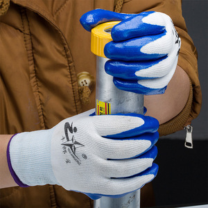 Gants de travail Altair en fil blanc enduits de nitrile bleu, texture intégrale, antidérapants, résistants à l'huile, gants de sécurité polyvalents - Product Image 2