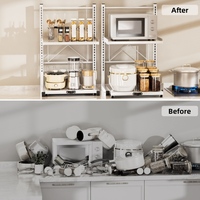 Nouveau support de micro-ondes réglable en hauteur, étagère de comptoir à 2 niveaux en métal, organisateur de comptoir de cuisine, étagère de pâtissier, étagère pour micro-ondes