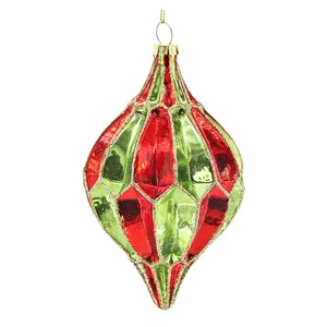 Les décorations de boule de pendentif à double pointe en verre coloré sont idéales pour les réunions de famille ou les décorations d'arbre de Noël
