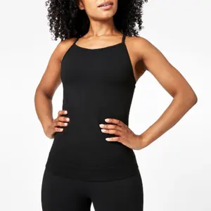 Hot Sales Wholesale Sportswear Vest Breathable Singlet Top Solid Colors Black Tank Top for Women