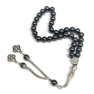 Rosario musulmán de piedras biliares negras de 8mm, pulsera cristiana religiosa Retro, 33 Uds., cadena árabe, cuentas de alabanza turca, brazaletes de moda - Product Image 1