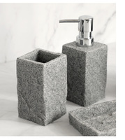 Porte-brosse de toilette effet pierre personnalisé distributeur de savon gobelet porte-savon ensemble de quatre pièces ensemble d'accessoires de salle de bain en béton