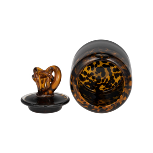 Vase décoratif en verre avec couvercle à nœud pour accentuer la décoration de salon - Product Image 4