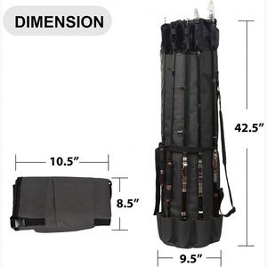 Échantillon gratuit : Sac de transport pour cannes à pêche, sac de transport pliable et durable en tissu Oxford pour matériel de pêche, multifonction, grande capacité - Product Image 5