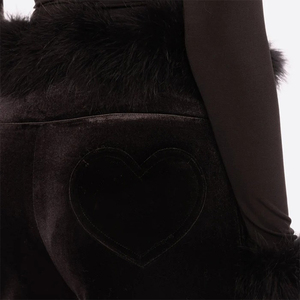 <span class=keywords><strong>Pantaloni</strong></span> a Zampa <span class=keywords><strong>in</strong></span> Velluto Nero <span class=keywords><strong>con</strong></span> Bordo <span class=keywords><strong>in</strong></span> Pelliccia per Donne, <span class=keywords><strong>Pantaloni</strong></span> da Festa a Vita Alta - Product Image 3