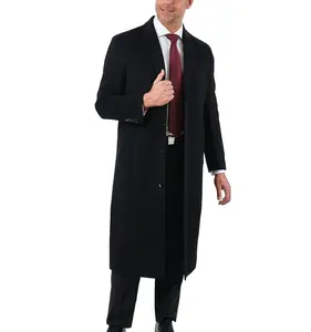 2024 OEM ODM hommes d'affaires noir uniforme manteau carrière laine cachemire manteau hommes travail bureau long hiver propriété concierge uniformes