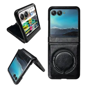 Para Motorola Razr 40 Ultra Funda de cuero de lujo para Moto Razr Plus 2023 para Samsung Fold 5 Flip 6 funda