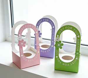 Multicolor Eco-Friendly Hollow <b>Handle</b> Gift Box with Matt Lamination & Gold Foil Custom Size High-End Thick White Cardboard - Product Image 5