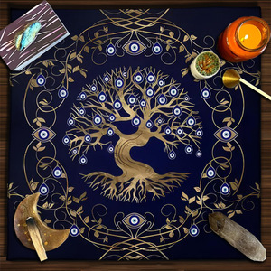 75cm Sun Moon <span class=keywords><strong>Tarot</strong></span> mantel brujería astrología gato Altar tarjeta Mat Moonlight flor mantel - Product Image 5