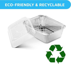 Disposable Food Packaging Aluminum <b>Containers</b> Tin Foil Dishes Catering Aluminium Foil Tray With Plastic Lid 260ml ~ 1750ml - Product Image 3