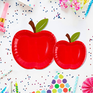 <span class=keywords><strong>Assiettes</strong></span> <span class=keywords><strong>en</strong></span> papier biodégradables <span class=keywords><strong>en</strong></span> forme de pomme rouge personnalisées <span class=keywords><strong>en</strong></span> gros pour la décoration d'événements et de fêtes d'anniversaire pour enfants - Product Image 2