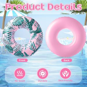 47.24 Inches <strong>Inflatable</strong> Pool Tube Large Adults Water <strong>Float</strong> with Tropical <strong>Leaves</strong> Floating Swimming Ring Pool Amusement Facilities - Product Image 6