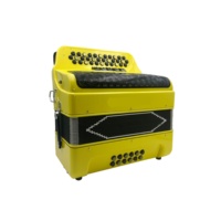 Accordéon diatonique OEM 34 boutons 12 basses 5 registres Yewllo Accordion Boutons noirs dorés Grille noire JB3412D