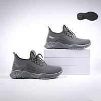 Chaussures de course décontractées pour hommes en gros – Tendance mode automne-printemps-été, confort doux en gel, rayées, à lacets, tige en tissu Flyknit
