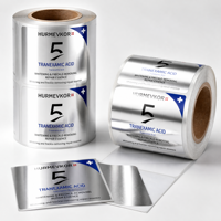 Étiquettes personnalisées pour flacons de médicaments 2ml 5ml 10ml - Rouleaux d'autocollants holographiques imperméables en papier métallisé argenté