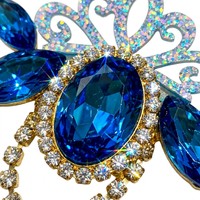 Autocollants Bijoux de Visage Couronne Cristal Bleu Strass Auto-adhésifs pour Enfants Fête Festival