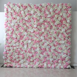 Panneau floral mural doux aux tons neutres crème, pêche et lavande, élégant pour la décoration de réception de mariage ou de fête. - Product Image 6
