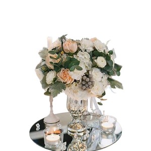 <b>Acrylic</b> Round Vintage Professional Wedding <b>Mirror</b> Wall Sticker Party Table Candles Gold and Silver Display Tray for Props - Product Image 4