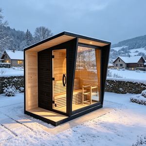 Cabane de sauna de jardin de luxe en bois de cèdre rouge massif, préfabriquée, moderne, écologique, avec grande fenêtre en verre - Product Image 3