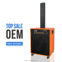 Alta calidad Buen sonido Gran potencia 10 pulgadas Altavoz de carro de madera TWS Audio de madera para exteriores recargable con micrófono