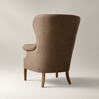 Fauteuil d'appoint moderne de luxe rembourré en cuir marron, design élégant, pour salon, hôtel, chambre à coucher