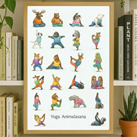 Affiche imprimable Yoga Animalasana - Animaux mignons en position de yoga, décoration murale pour enfants et passionnés de yoga (lot de 1 pièce)