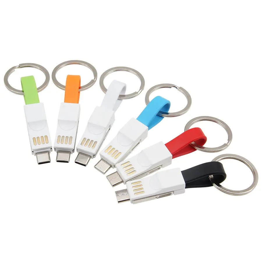 Keyring Mini Magnetic USB Charger Cable Magnet Keychain 3 in 1 Cell Phone Charging Cable Cord for iPad,Type C Huawei, HTC