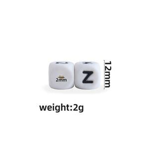 Eco Friendly 12mm Alphabet <strong>Silicone</strong> <strong>Beads</strong> Vertical Hole <strong>Silicone</strong> Square Shape Letter <strong>Beads</strong> for DIY Pacifier Chain Teether - Product Image 6